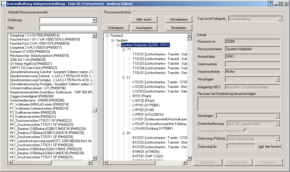 Screenshot Instandhaltung-Anlagenverwaltung