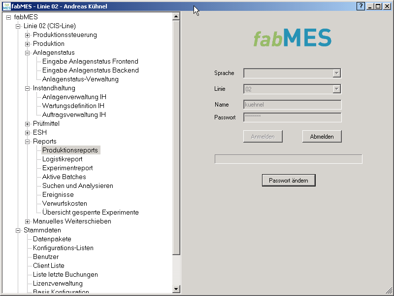 Screenshot Menüsystem